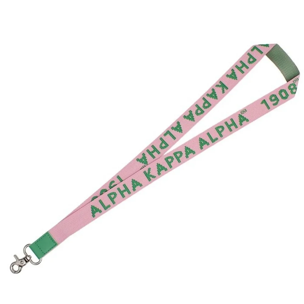 AKA Pink Canvas Lanyard ID Badge Clip Women
